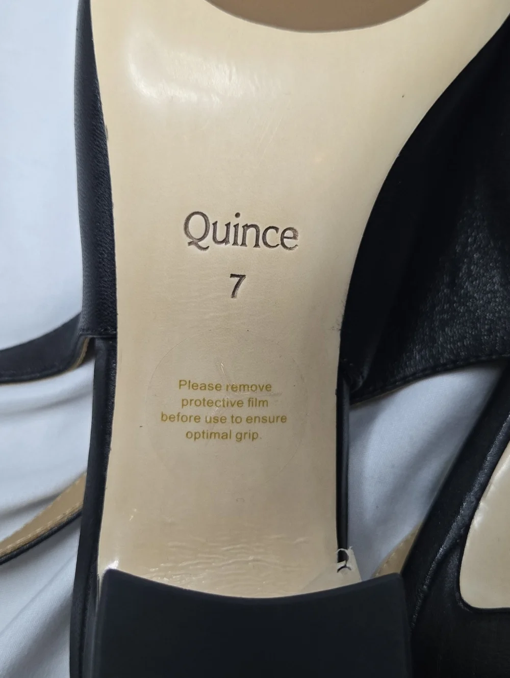 NWOT Quince Italian Black Leather 65MM Cap Toe Slingback Pump Women's 7 - Picture 11 of 12